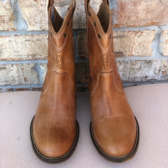 Dingo 7" Roni Women's Comfort Casual Studded Cut Out Block Heel Tan Boots 7.5 M - Picture 4 of 16